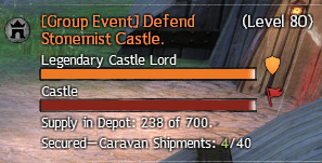 Active objective event UI showing Lord HP and supply in depot